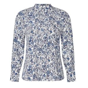 🧵 Apiece Apart Silk Blue Floral Sez Pintuck Blouse, Sz 8